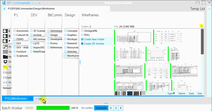 File Manager tabs
