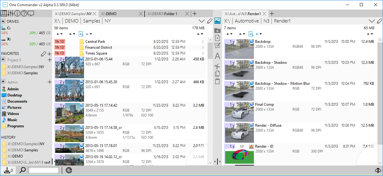 Dual Panel file manager with miller columns support